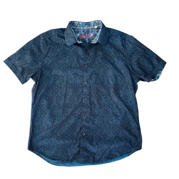Robert Graham Men’s short sleeve classic button down blue paisley print shirt XL - Picture 2 of 8